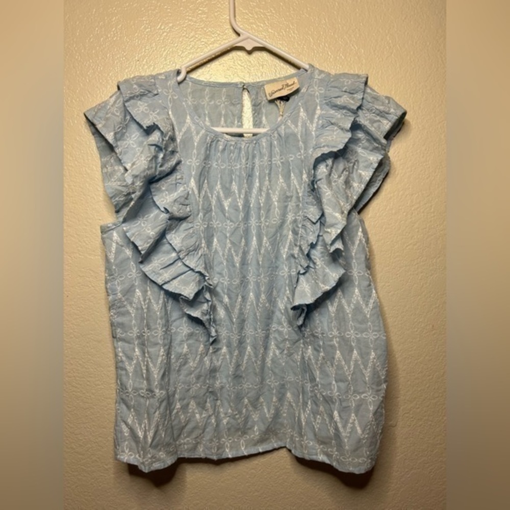 Universal Threads Embroidered Floral Ruffle Blouse